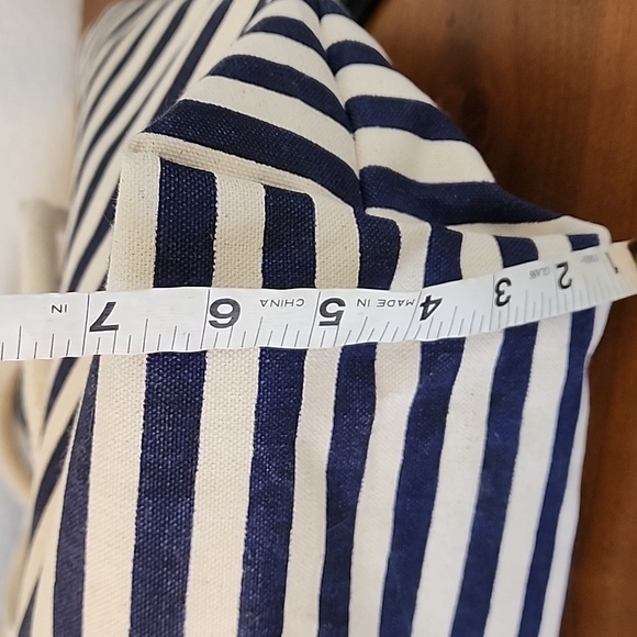 Nautical Striped Blue & Cream Doubble Handles Women's Tote Bag NWT - Picture 6 of 7